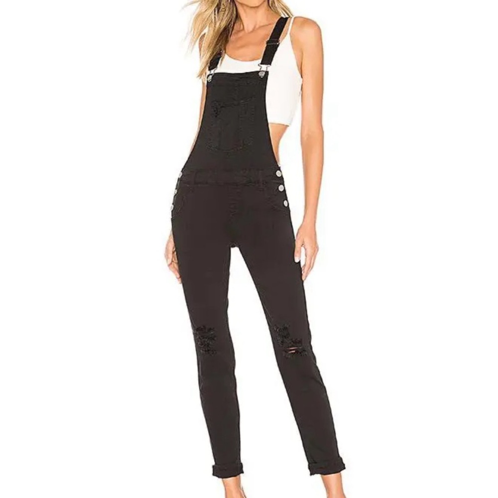 Superdown Black denim overalls size large nwt